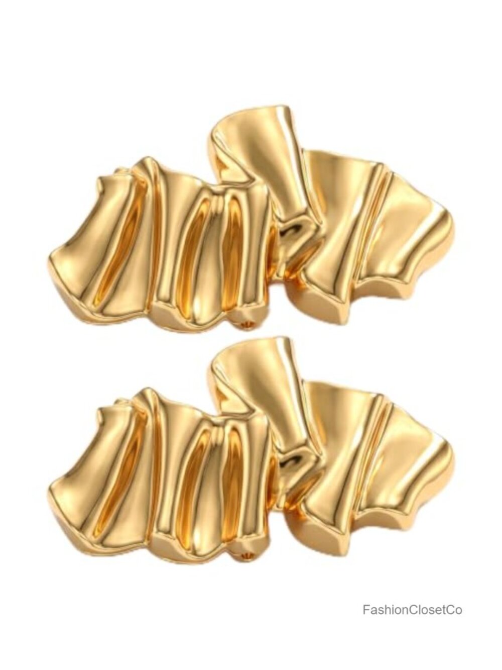 2PCS Gold Brooch Set Hammered Textured Lapel Pins for Women
